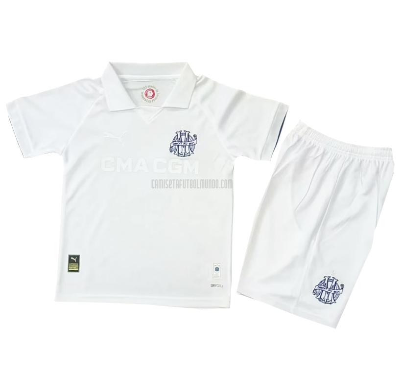 camiseta marseille niños aniversario blanco 2024-25